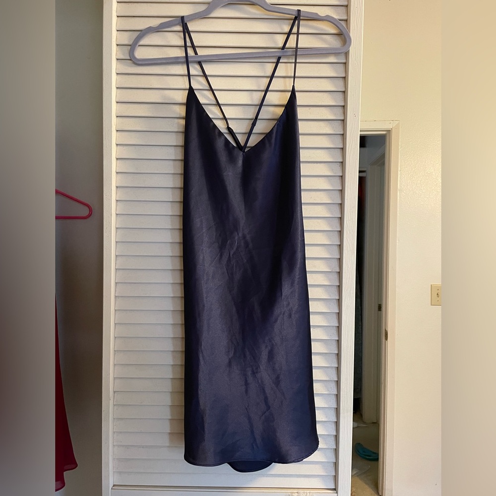 Navy blue satin dress/nightgown